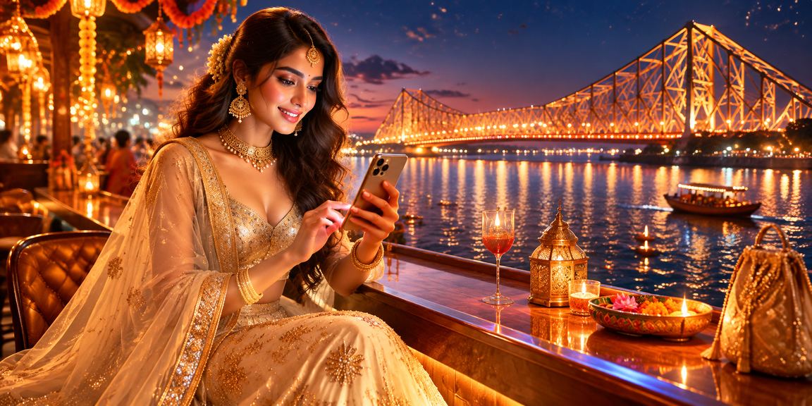 Player using mobile for UPI deposit in Kolkata near Howrah Bridge