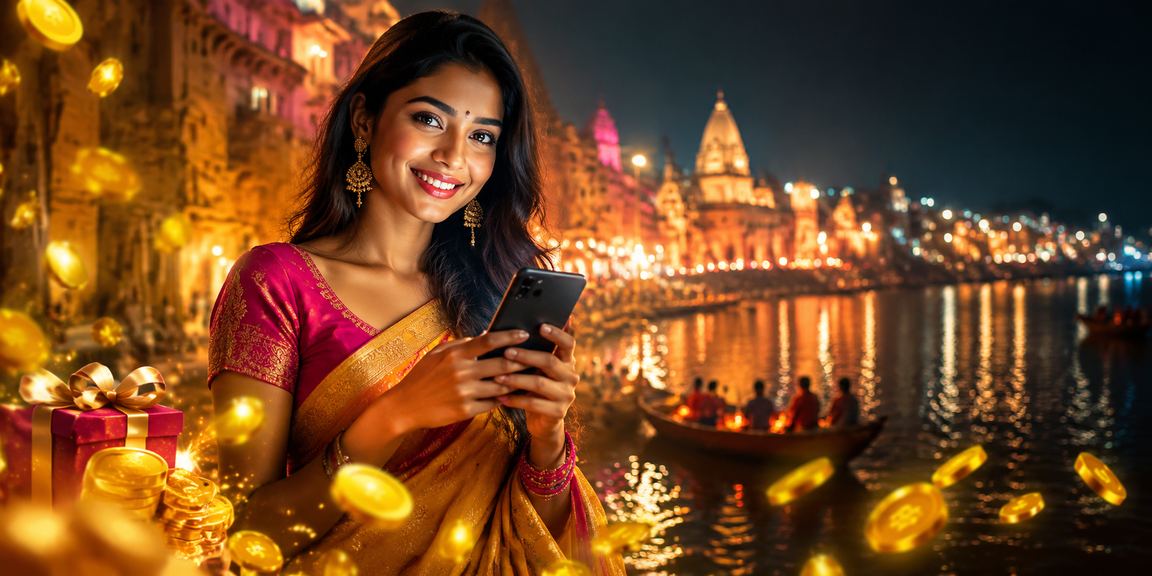 Night market with mobile deposit transaction in Varanasi